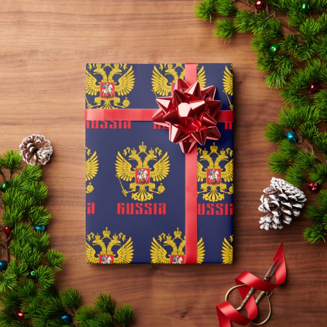 Russia Flag Imperial Eagle Russian Orthodox Wrapping Paper (Holiday Gift)