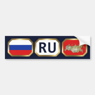 Russia Flag Map Code Bumper Sticker