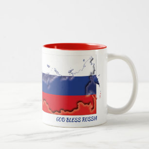 RUSSIA FLAG MAP Scripture Customized Two-Tone Coffee Mug