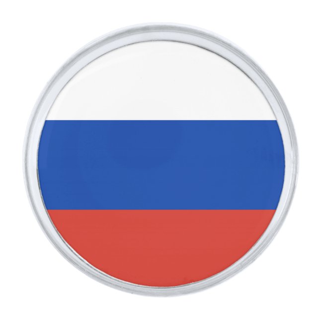 Russia flag silver finish lapel pin (Front)