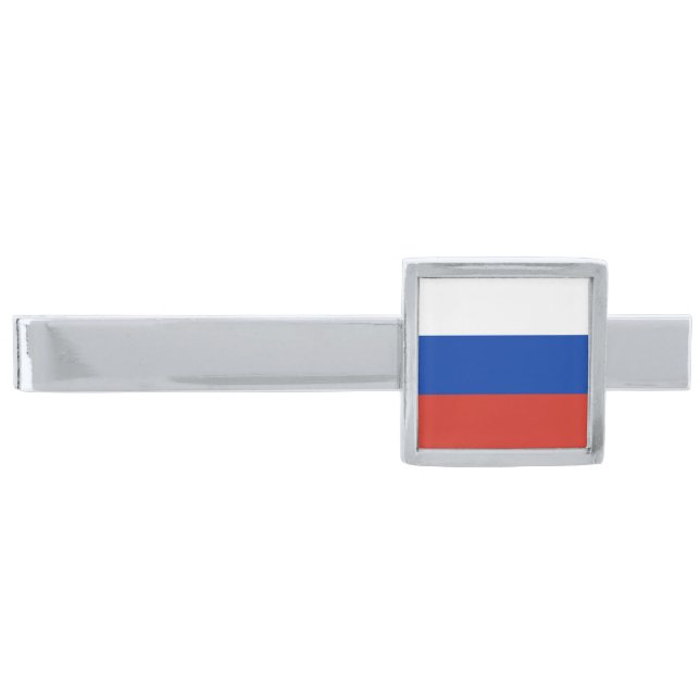 Russia Flag Silver Finish Tie Bar (Front)