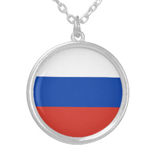 Russia Flag Silver Plated Necklace