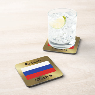 Russia Flag+Text Coaster