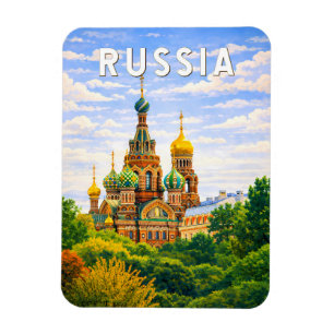 Russia Illustration Travel Art Vintage Magnet