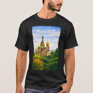 Russia Illustration Travel Art Vintage T-Shirt