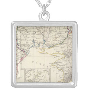 Russia in Europe Part VIII with index map Silver Plated Necklace