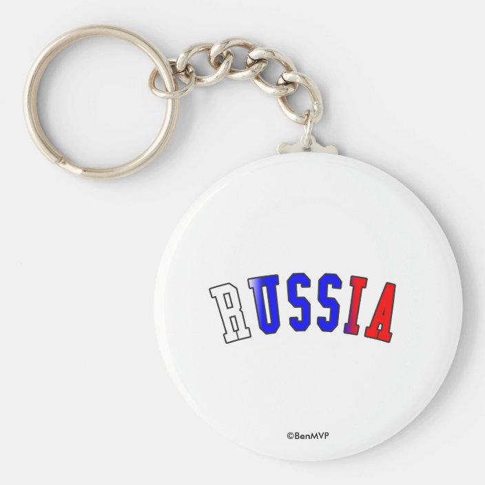Russia in National Flag Colors Keychain