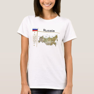 Russia Map + Flag + Title T-Shirt