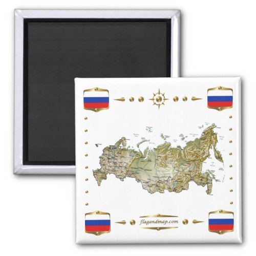 Russia Map  Flags Magnet