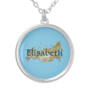 Russia Map + Name Necklace