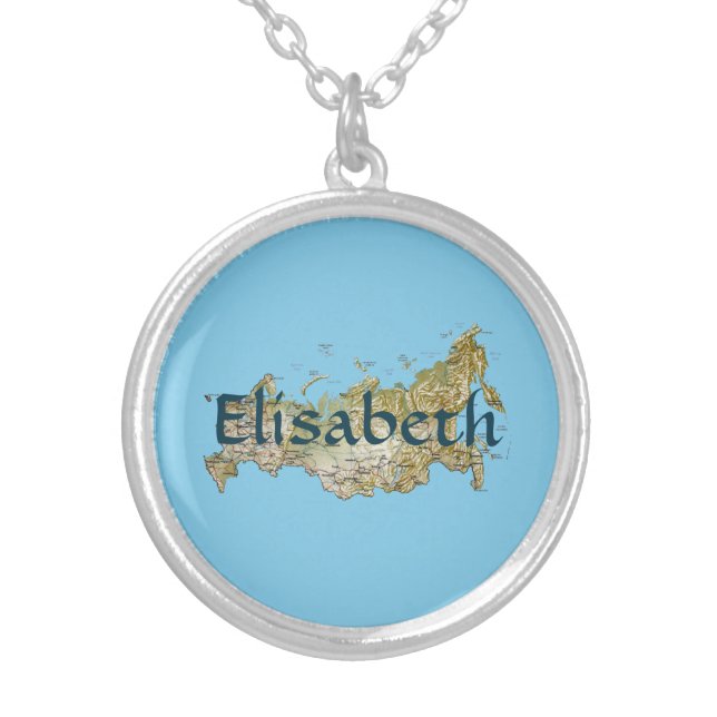 Russia Map + Name Necklace (Front)