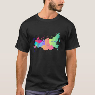 Russia Map With Regions Names Russian Federation T-Shirt