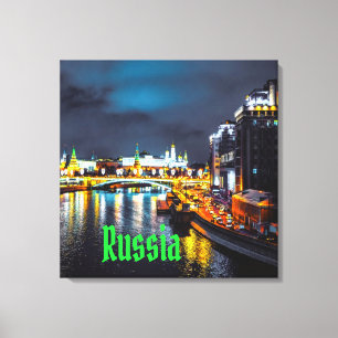 Russia or Russian Federation Moscow At Night Canvas Print