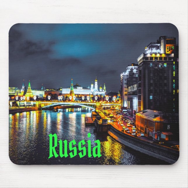 Russia or Russian Federation Moscow At Night Mouse Pad (Front)