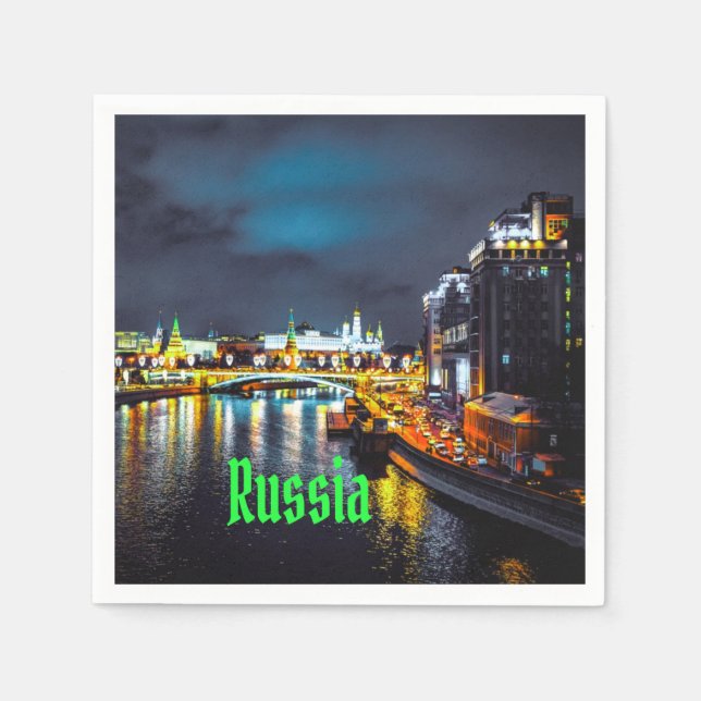 Russia or Russian Federation Moscow At Night Napkins (Front)