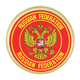 Russia Round Emblem Gold Finish Lapel Pin