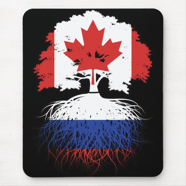 Russia Russian Canadian Canada Tree Roots Flag Mouse Pad (Front)