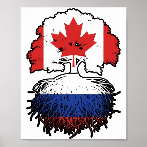 Russia Russian Canadian Canada Tree Roots Flag Poster