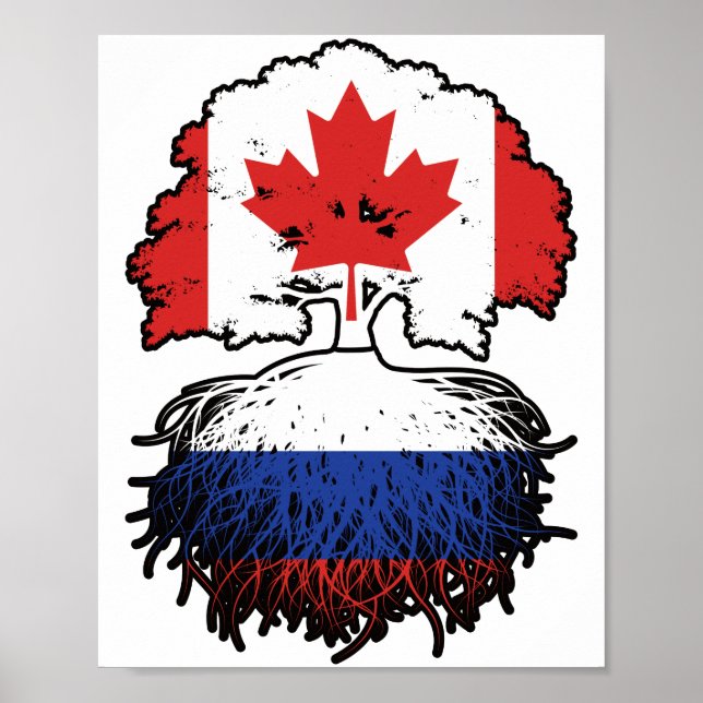 Russia Russian Canadian Canada Tree Roots Flag Poster (Front)