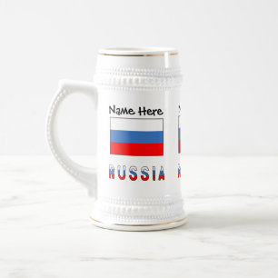 Russia Russian Flag Black Personalization Beer Stein