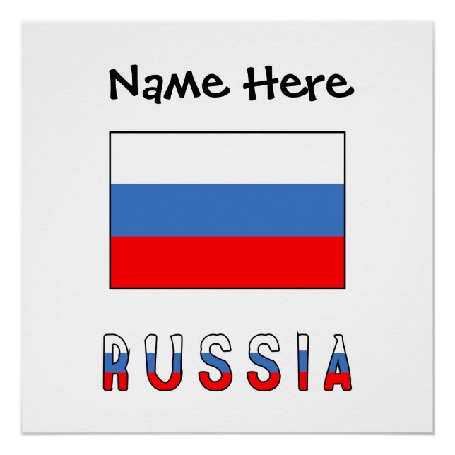Russia Russian Flag Black Personalization  Poster (Front)