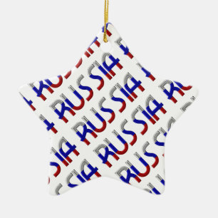 Russia Russian Flag Colors Typography Elegant Ceramic Ornament