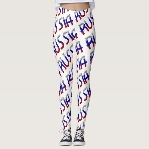 Russia Russian Flag Colors Typography Pattern Leggings