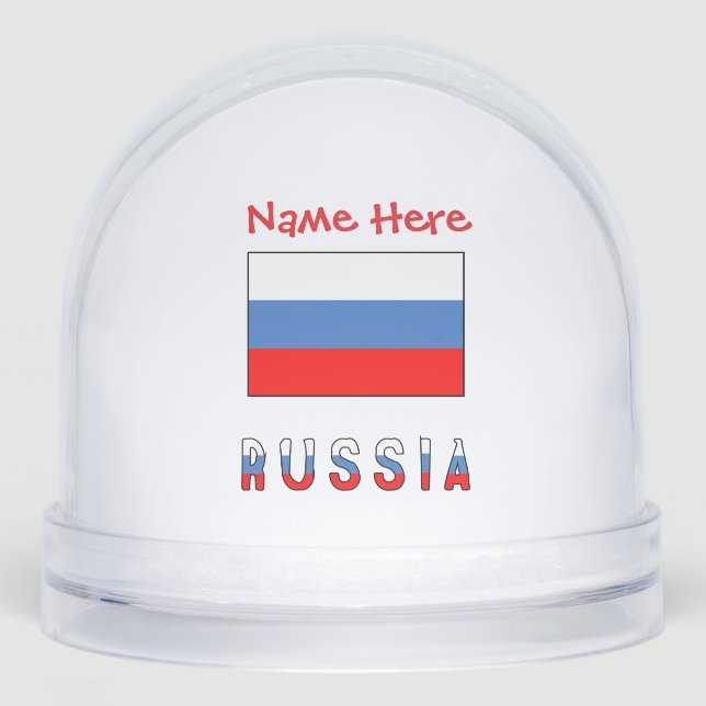 Russia Russian Flag Red Personalized Snow Globe (Front)