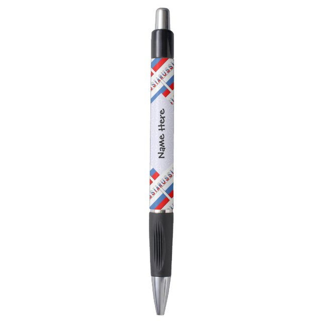 Russia Russian Flag Tiled Black Personalization  Pen (Front Vertical)