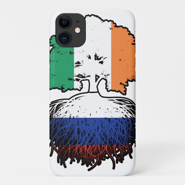 Russia Russian Irish Ireland Tree Roots Flag Case-Mate iPhone Case (Back)