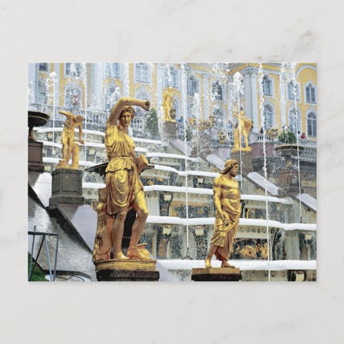Russia Saint Petersburg Peterhof Samson and Postcard