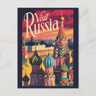 Russia St Basil's Cathedral Illustration Travel Postcard