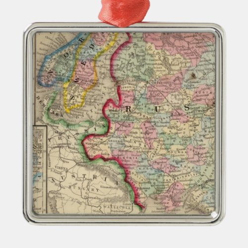 Russia Sweden Norway Map by Mitchell Metal Ornament