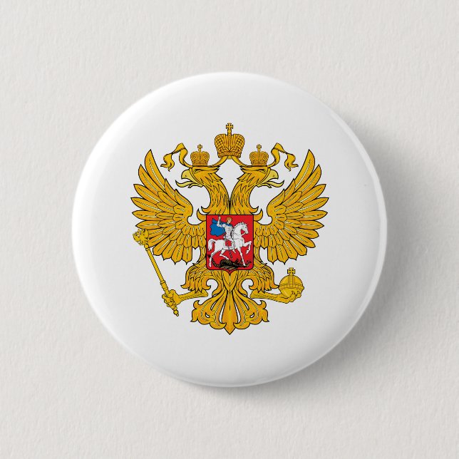 Russia Two Headed Eagle Pinback Button (Front)