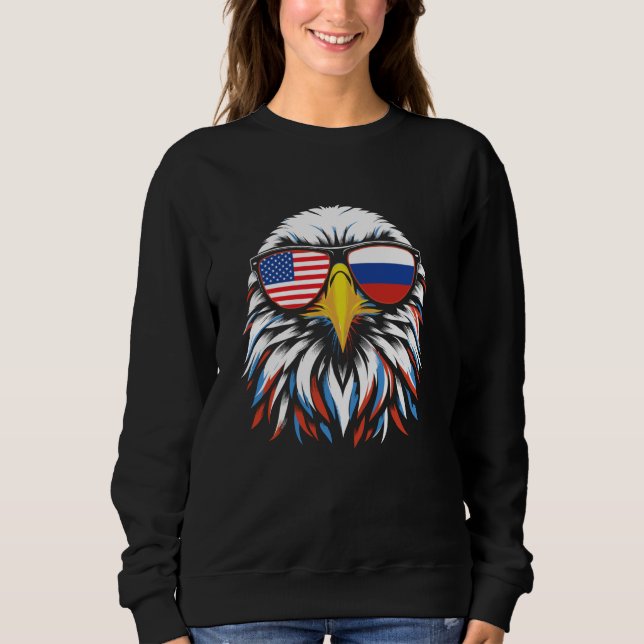 Russia USA Flag Half Russian American Patriotic Ea Sweatshirt (Front)