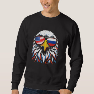 Russia USA Flag Half Russian American Patriotic Ea Sweatshirt