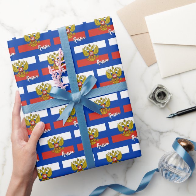 Russia Wrapping Paper, Blue, Russian Flag Wrapping Paper (Gifting)