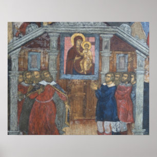 Russia, Yaroslavl, fresco in Cathedral of St. Poster