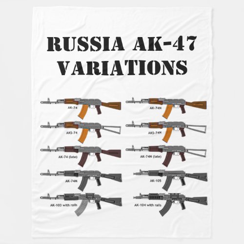 RUSSIAN AK_47 VARIATIONS FLEECE BLANKET
