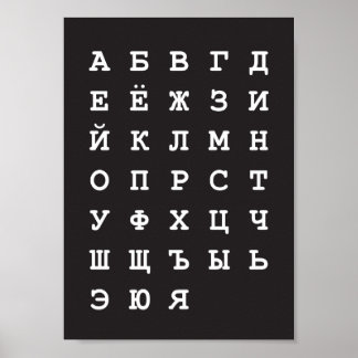 russian alphabet poster