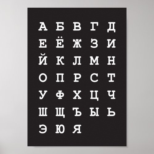 russian alphabet poster
