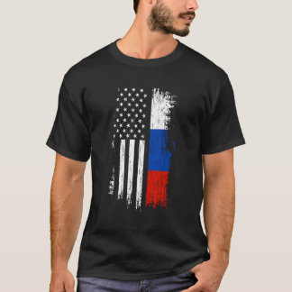Russian American Flag Hoodie Pride Russia Usa Hood T-Shirt