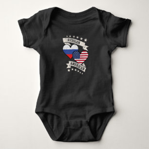 Russian American Heart Flags Russia America Baby Bodysuit