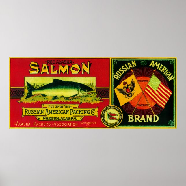 Russian American Salmon Can LabelKarluk, AK Poster (Front)