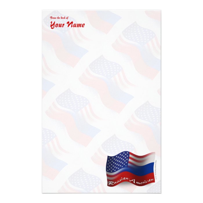 Russian American Waving Flag Stationery Design