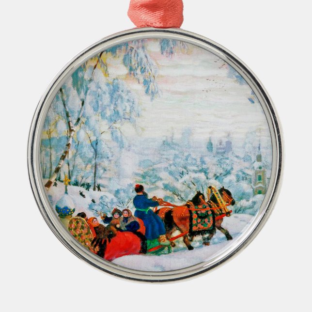 Russian Art Christmas Gift Metal Ornament (Front)