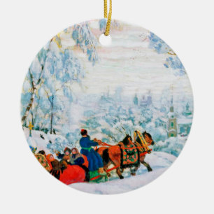Russian Art Custom Christmas Gift Ceramic Ornament