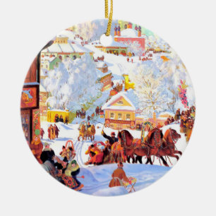 Russian Art Custom Christmas Gift Ceramic Ornament