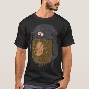 Russian bear fur cap  Ushanka Tschapka UdSSR Russi T-Shirt
