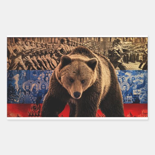 Russian Bear Rectangular Sticker